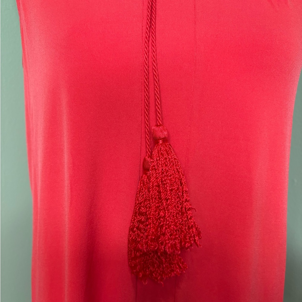 Michael Kors Red-dish -Orange Sleeveless Tassel-Trim Dress - Picture 2 of 5